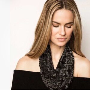 Elegant Mignonne Gavigan Black & Silver (Gun Metal) Scarf Necklace